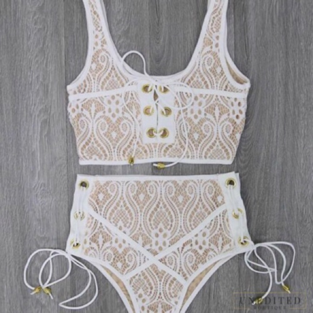 Lace Overlay High Waist Bikini - Picture 3 of 7